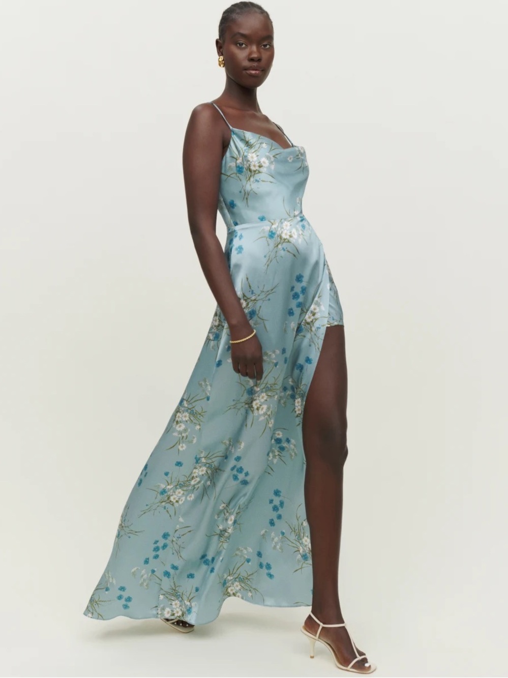 Reformation Devora Silk Maxi Dress Lago Blue Floral 2 Wedding Guest Bridesmaid